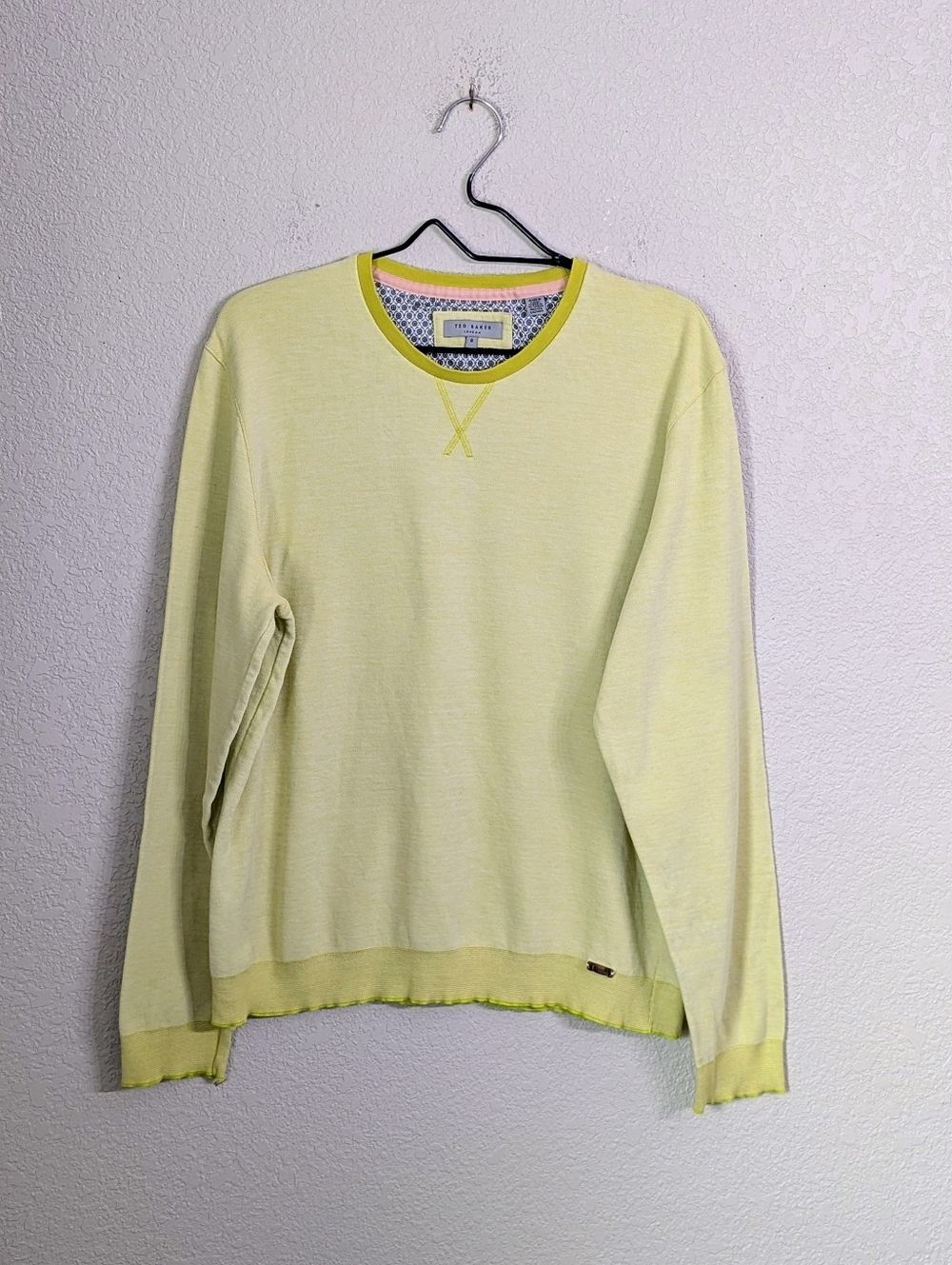 Ted Baker Men's Lime Green Pullover Crewneck Sweater Size 6 Casual Comfy Travel